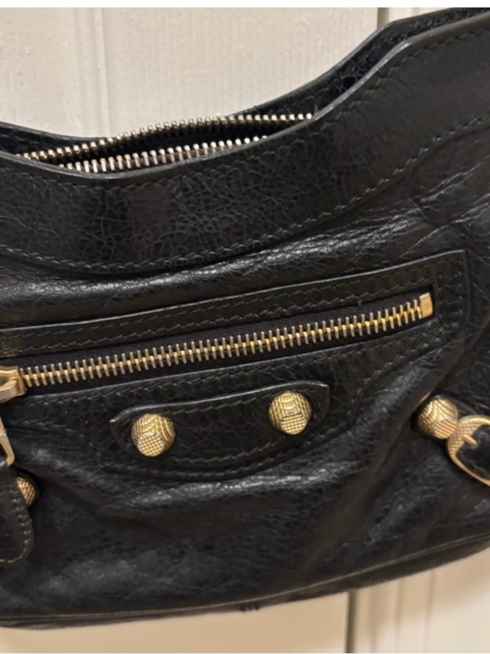 Balenciaga Black Leather Crossbody Bag with Gold Hardware - Picture 2 of 8